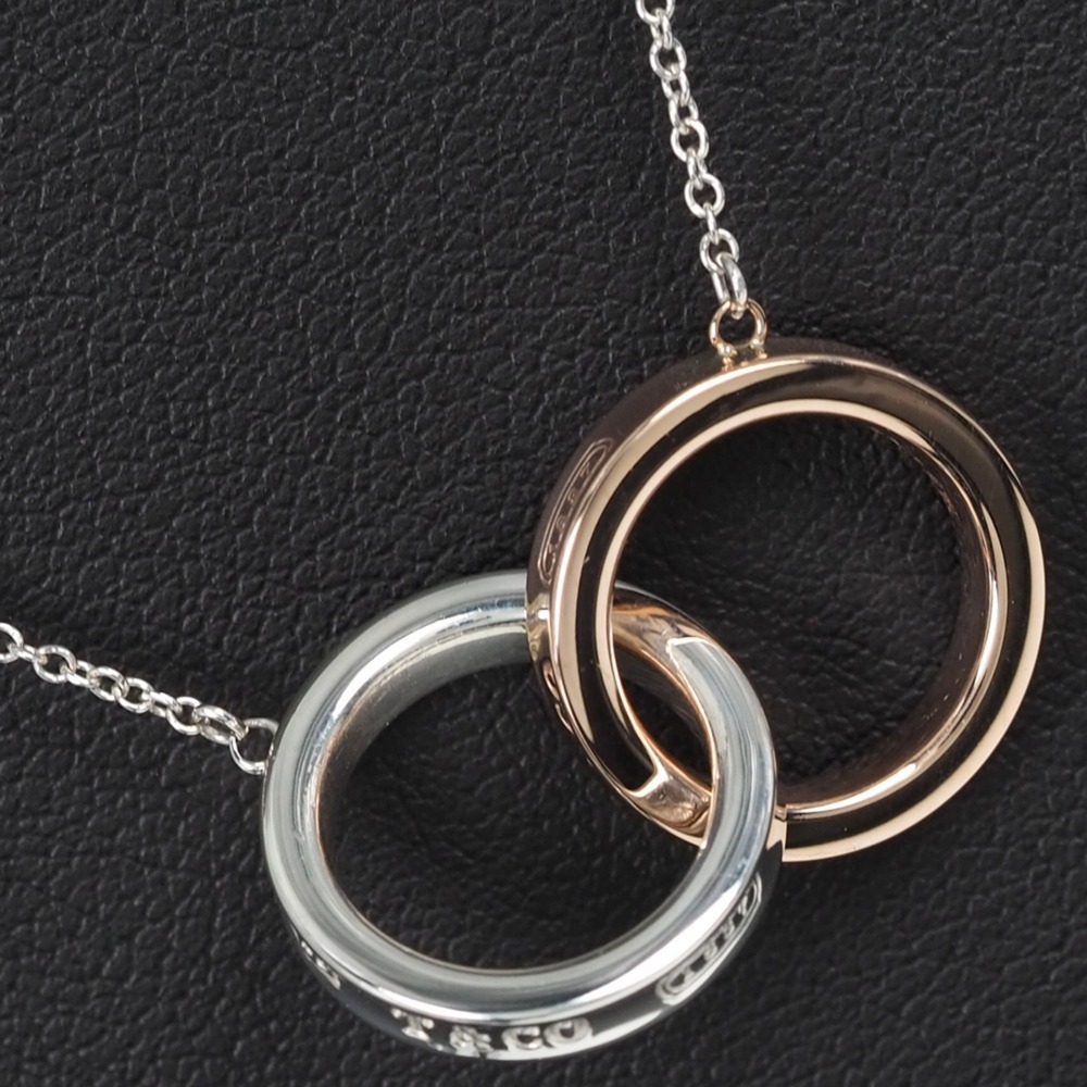 TIFFANY 1837 Interlocking Circle Silver 925 x Rubedo Metal Women's Necklace - Picture 1 of 8